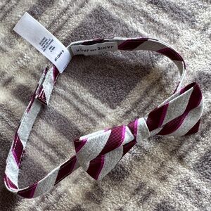 Janie and Jack Pink and Silver Striped Bow Tie